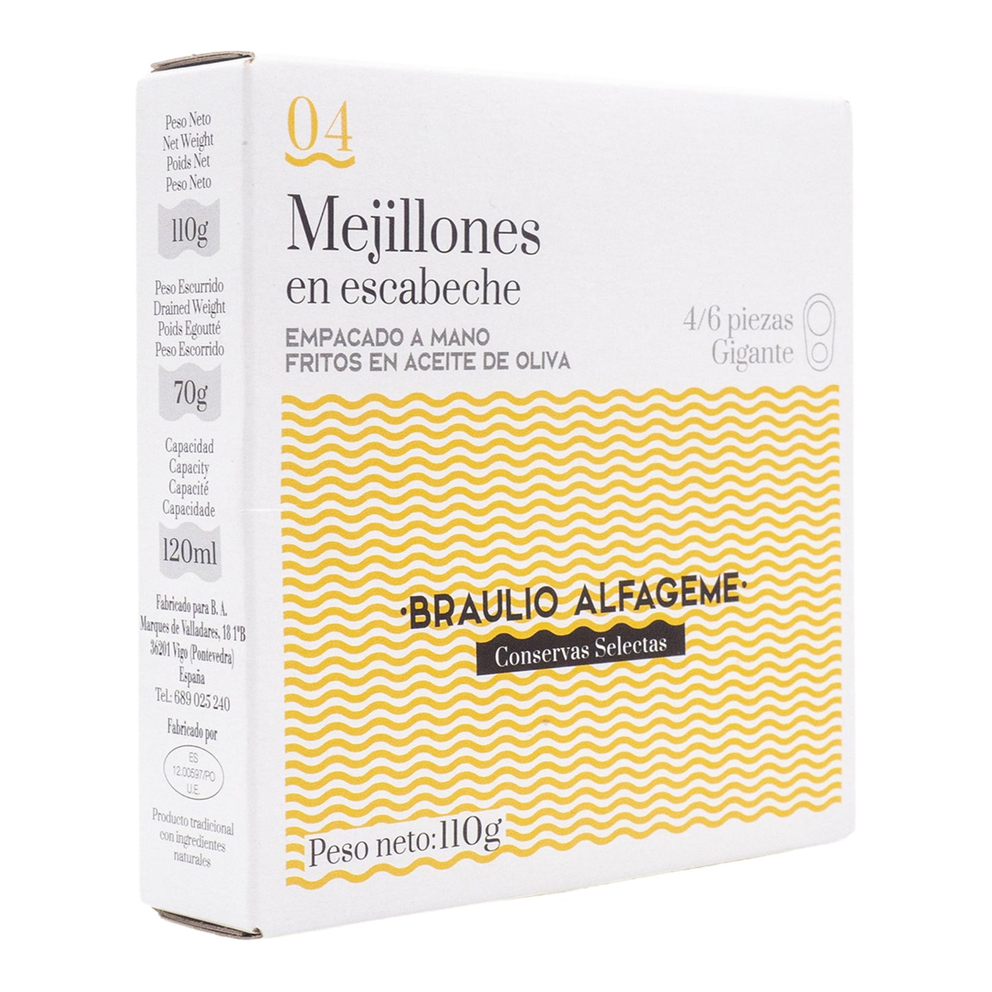 Braulio Alfageme Pickled Mussels in Olive Oil – 110g Conserva