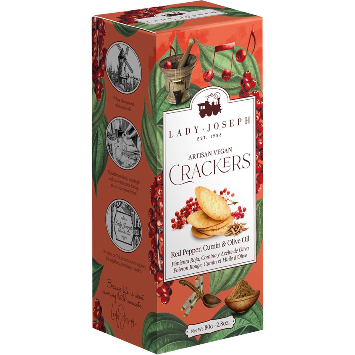 Lady Joseph Artisan Crackers with Red Pepper & Turmeric 100g