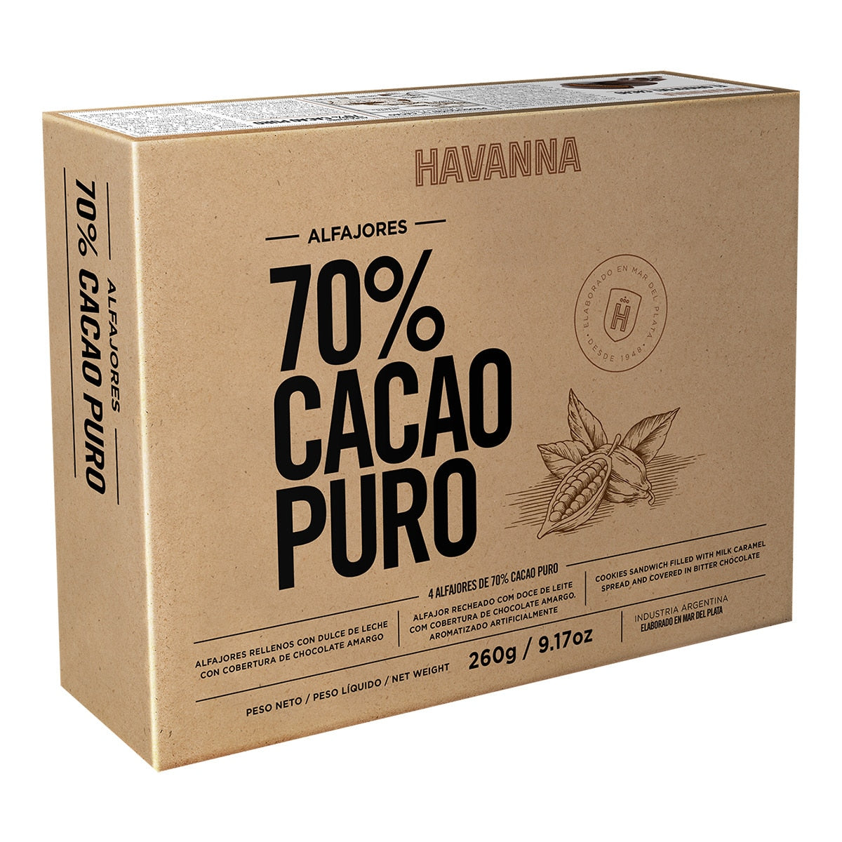 Havanna Alfajores 70% Pure Cacao – Argentine Dulce de Leche Cookies 260g