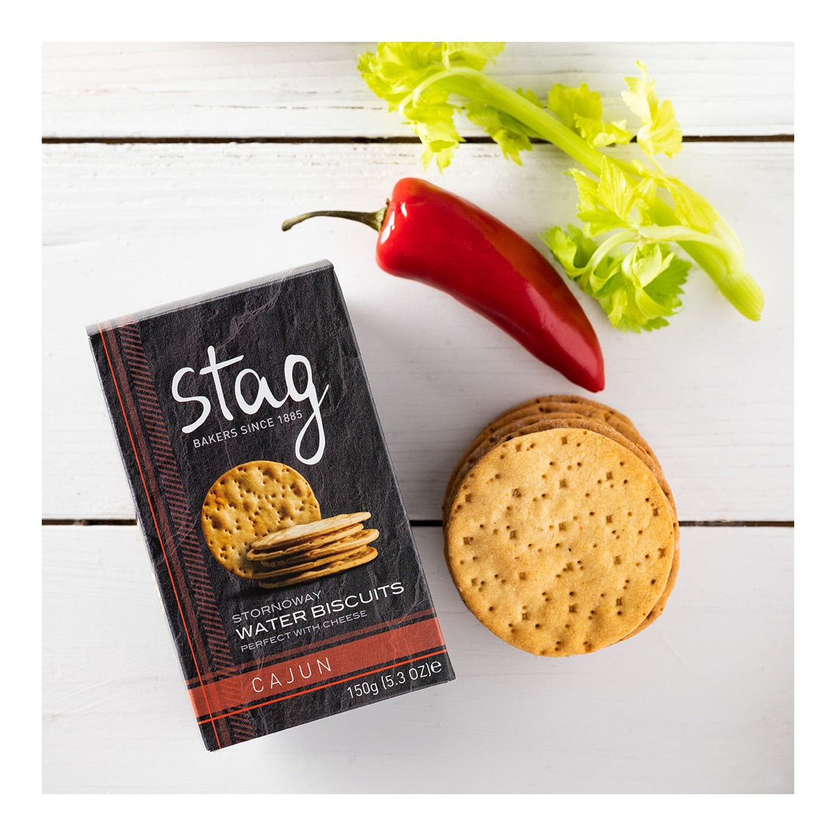 Stag Bakeries Stornoway Water Crackers – Cajun Spice 150g
