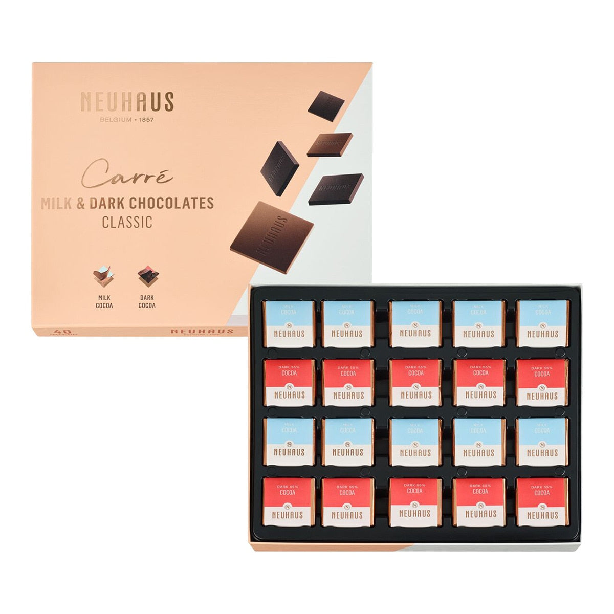 Neuhaus Carrés Classic Milk & Dark Chocolate – Belgian Pralines 200g