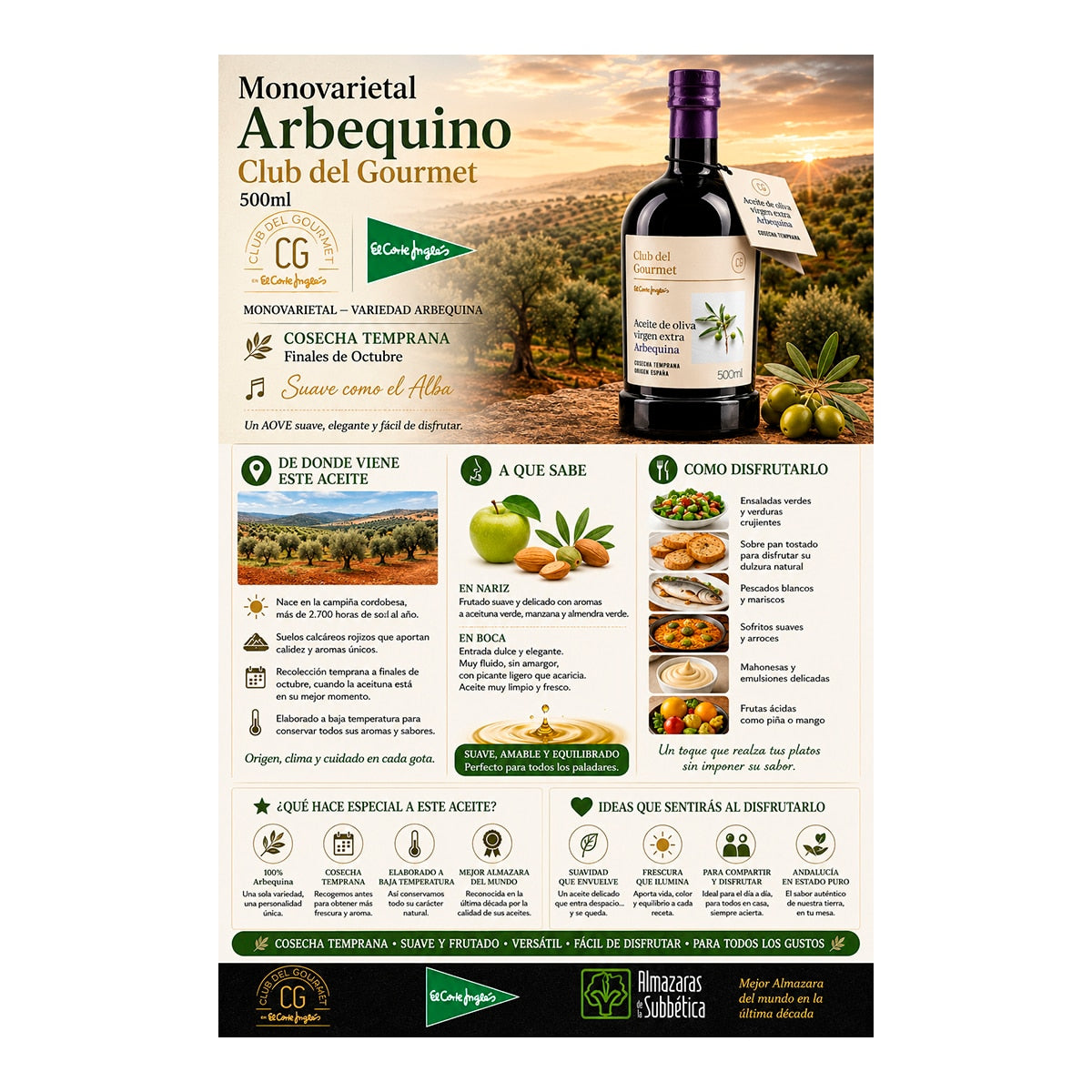 Club del Gourmet Arbequina Extra Virgin Olive Oil – Spanish 500g