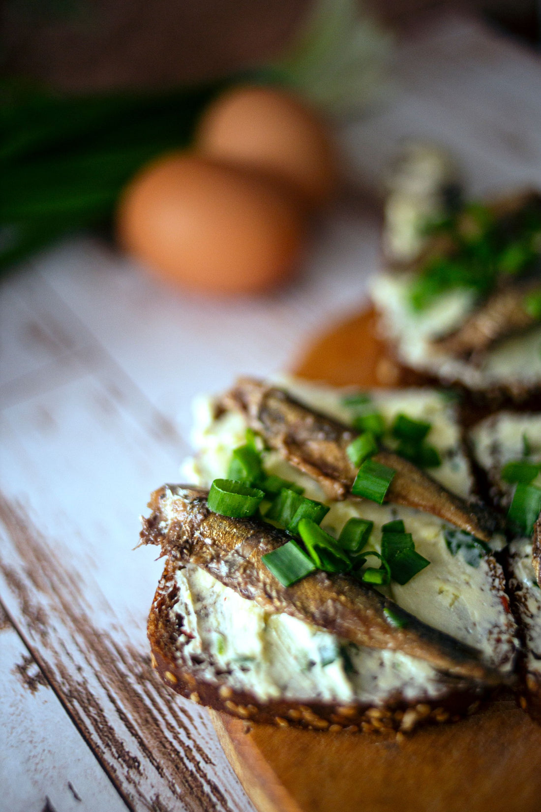 Spanish sardines served on rustic toasted bread — tinned sardines in olive oil