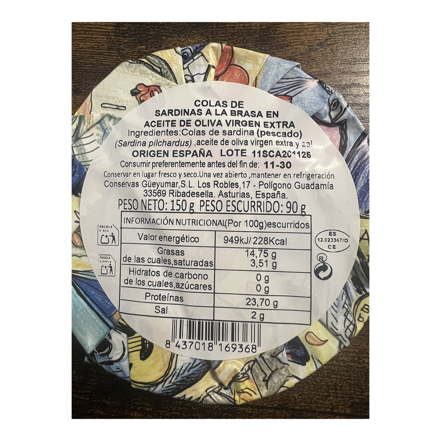 Güeyumar Sardine Tails in Charred Oil – Spanish Conserva 150g