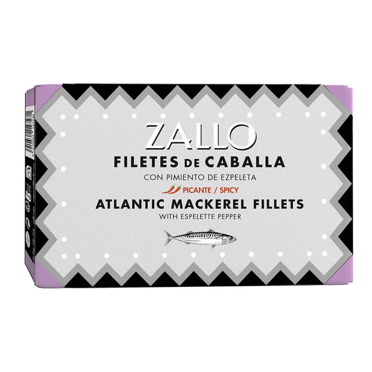 Zallo Mackerel Fillets with Ezpeleta Peppers – Spanish Conserva 130g