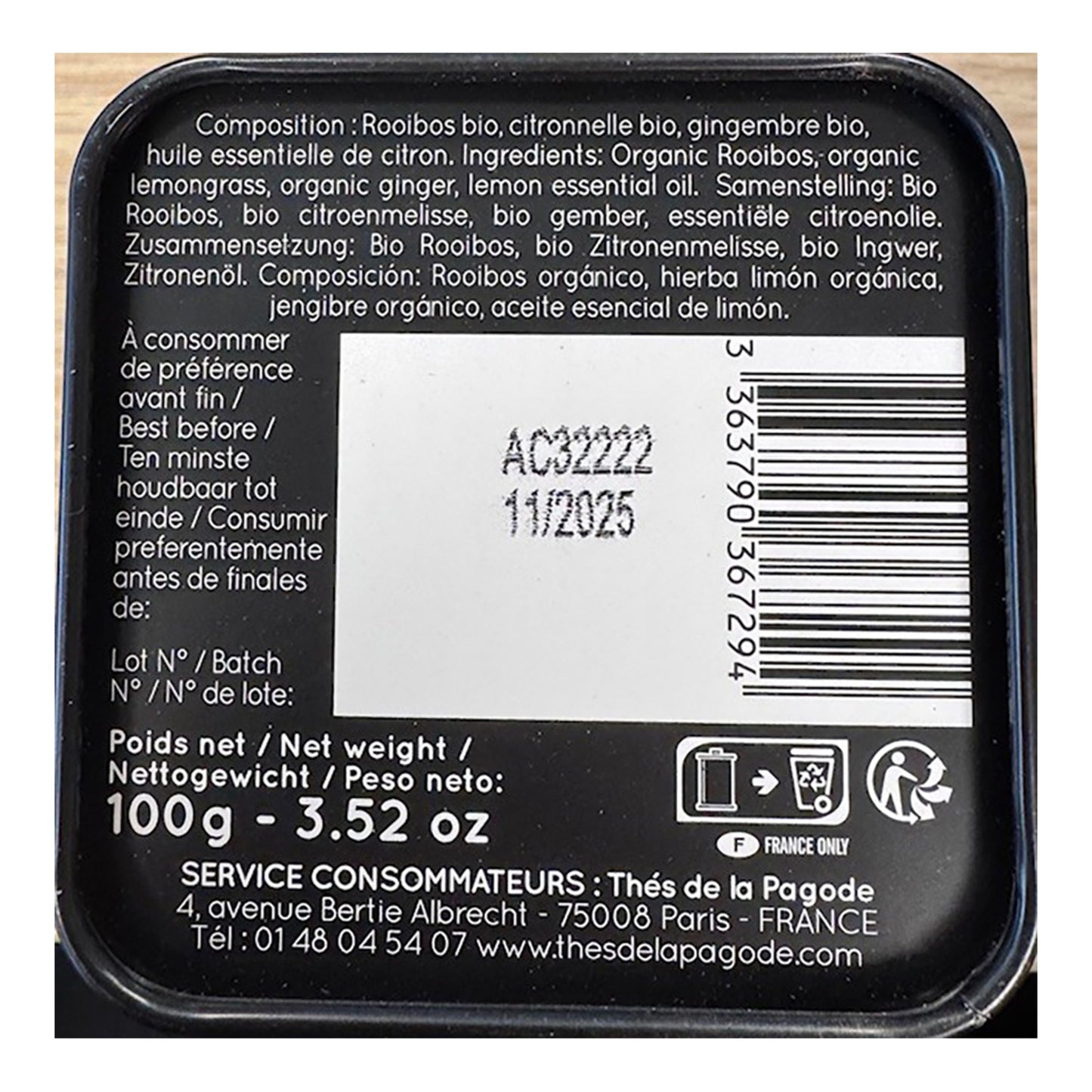 Thés de La Pagode Rooibos with Lemon & Ginger – 100g