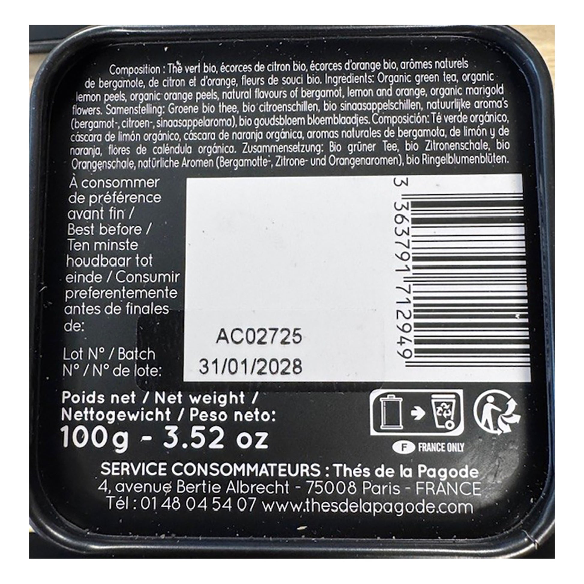 Thés de La Pagode Green Tea with Citrus Fruits – 100g