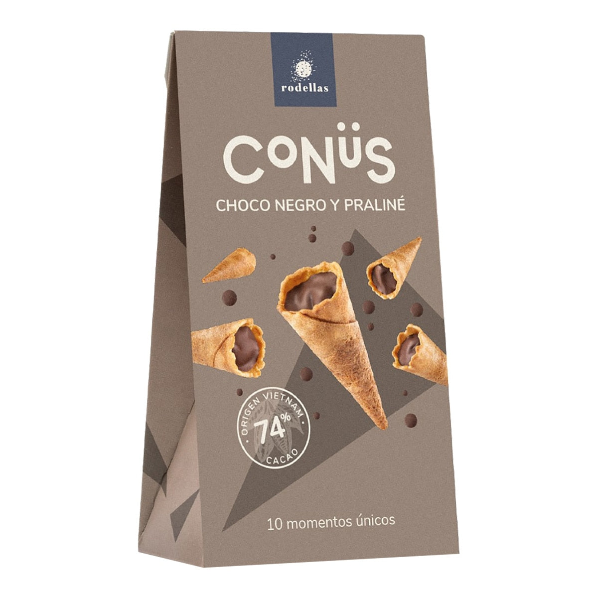 Rodellas Conüs – Dark Chocolate & Praline Spanish Confection 70g
