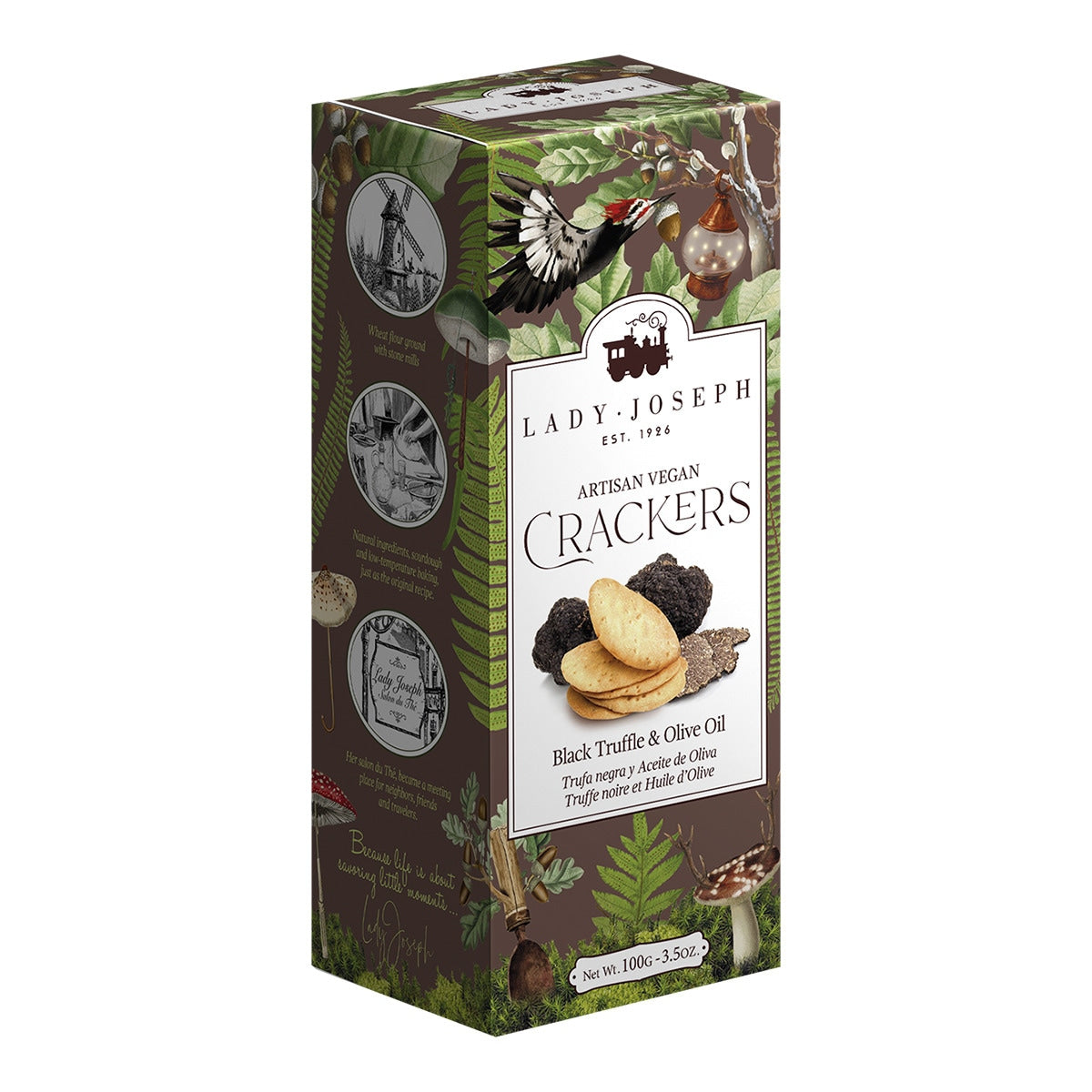 Lady Joseph Artisanal Black Truffle Crackers – Spanish 100g