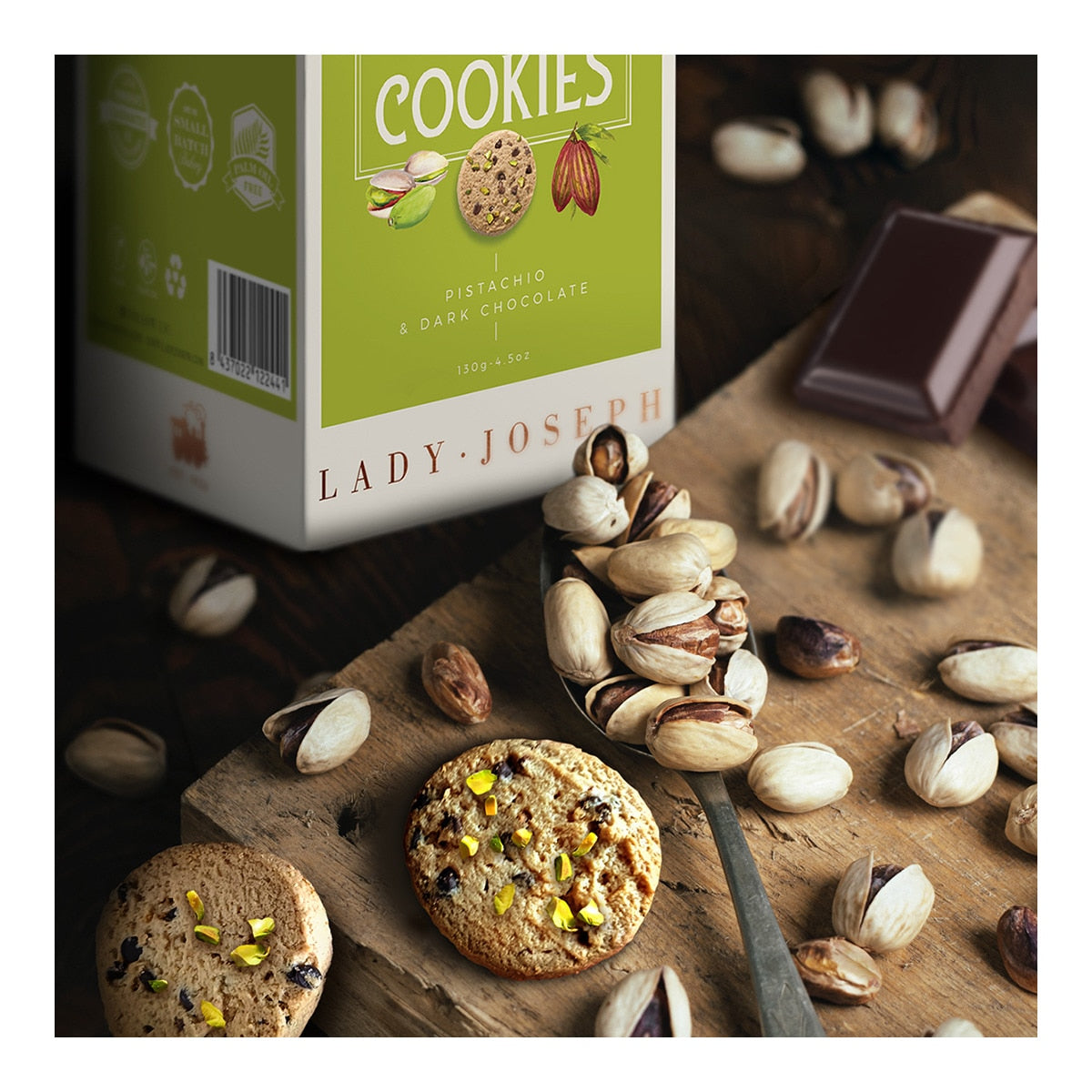 Lady Joseph Pistachio & Chocolate Artisan Cookies – Spanish 130g