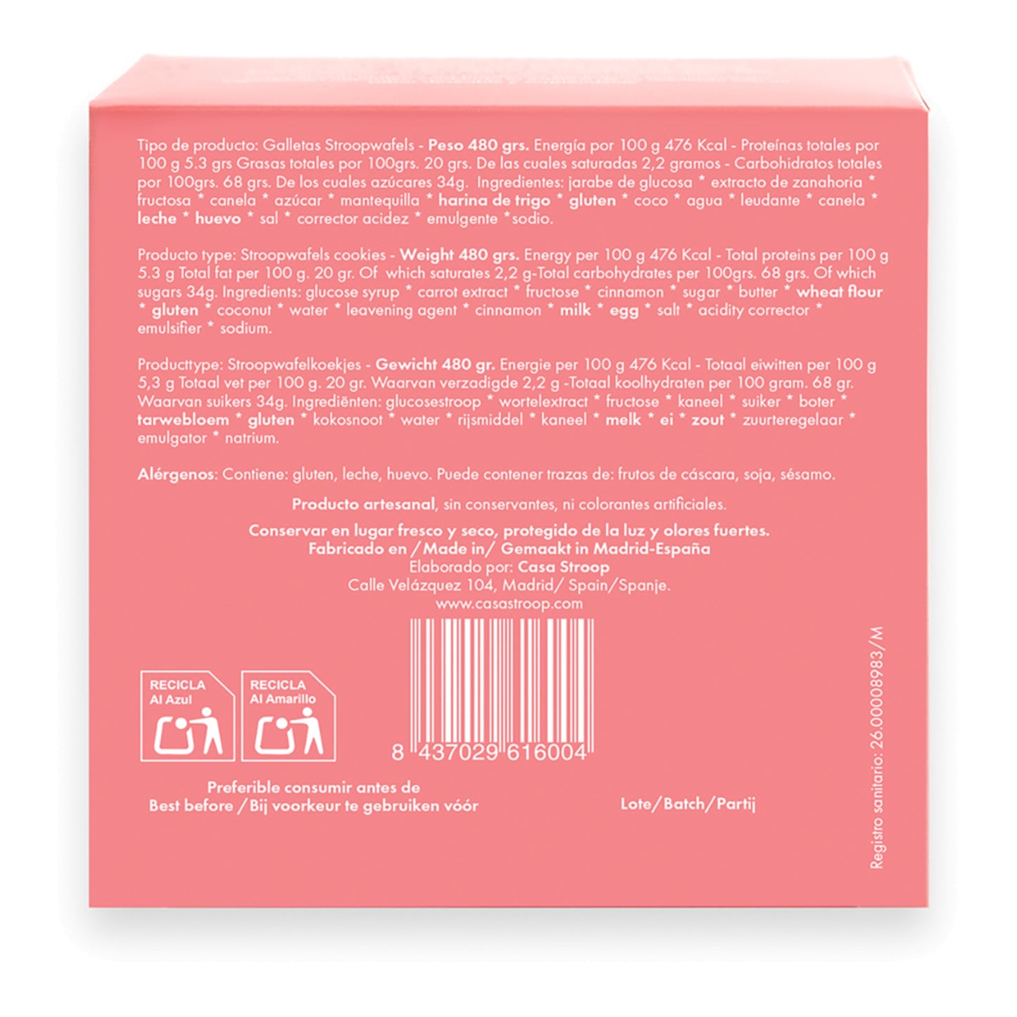 Casa Stroop Caramel Stroopwafels – Dutch-Style Waffle Cookies 450g