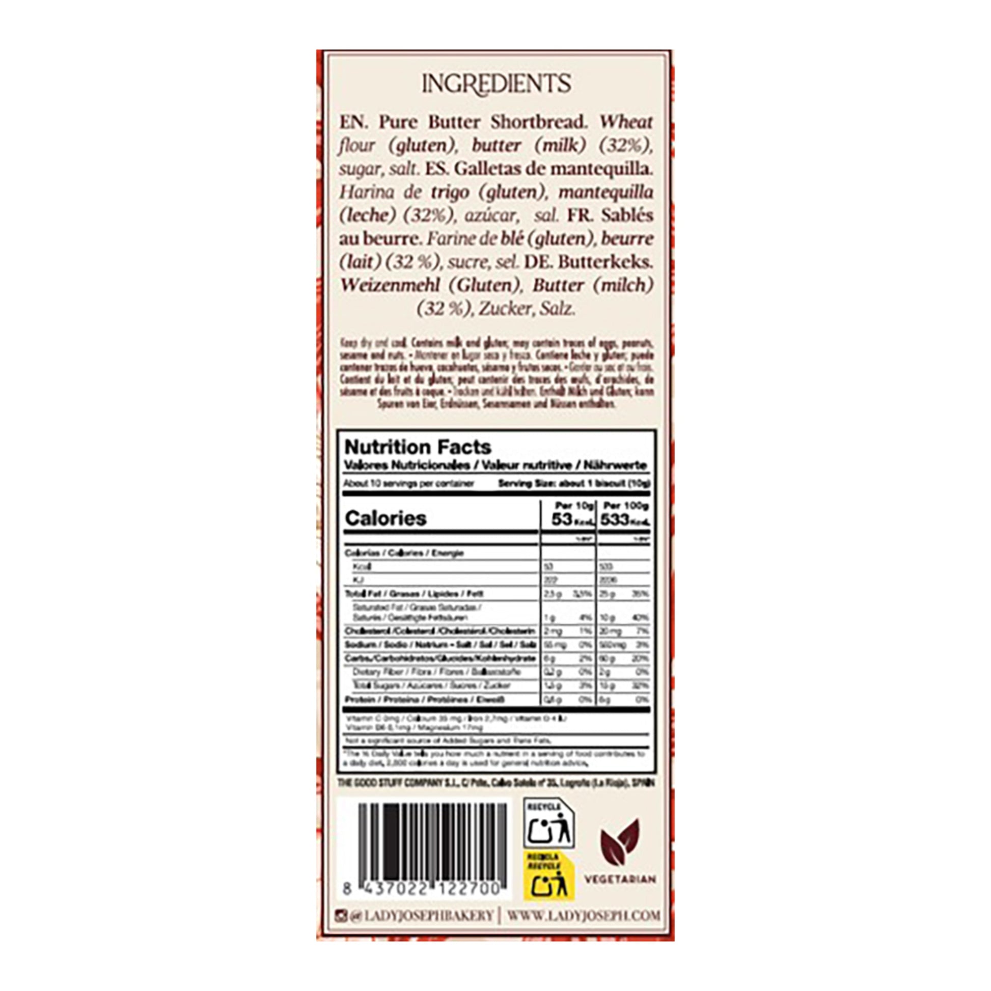 Lady Joseph Natural Shortbread Butter Cookies – Spanish Classic 130g