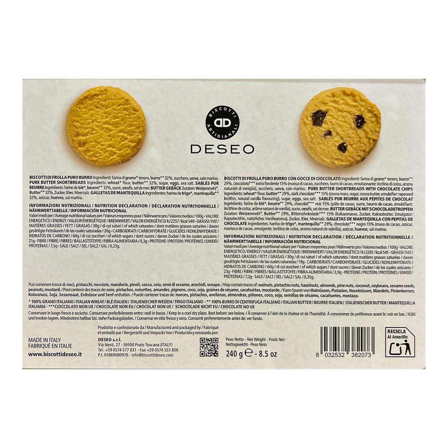 Deseo Butter Cookies with Chocolate Chips – Spanish Galletas 240g