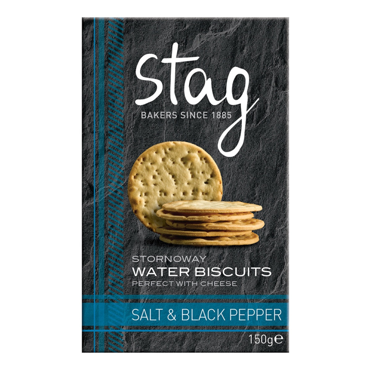 Stag Bakeries Stornoway Water Crackers – Sea Salt & Black Pepper 150g