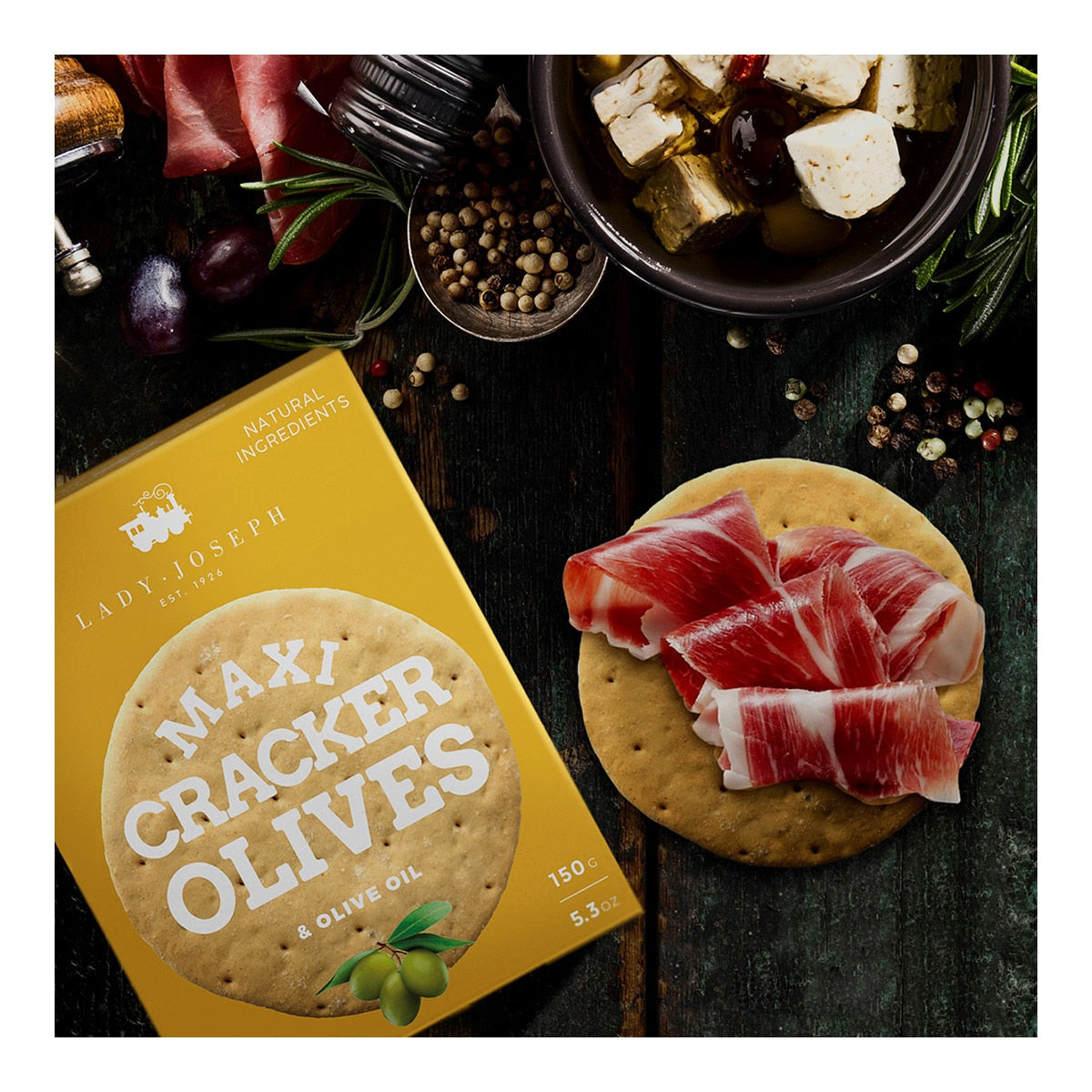 Lady Joseph Artisan Green Olive Crackers – Spanish 150g