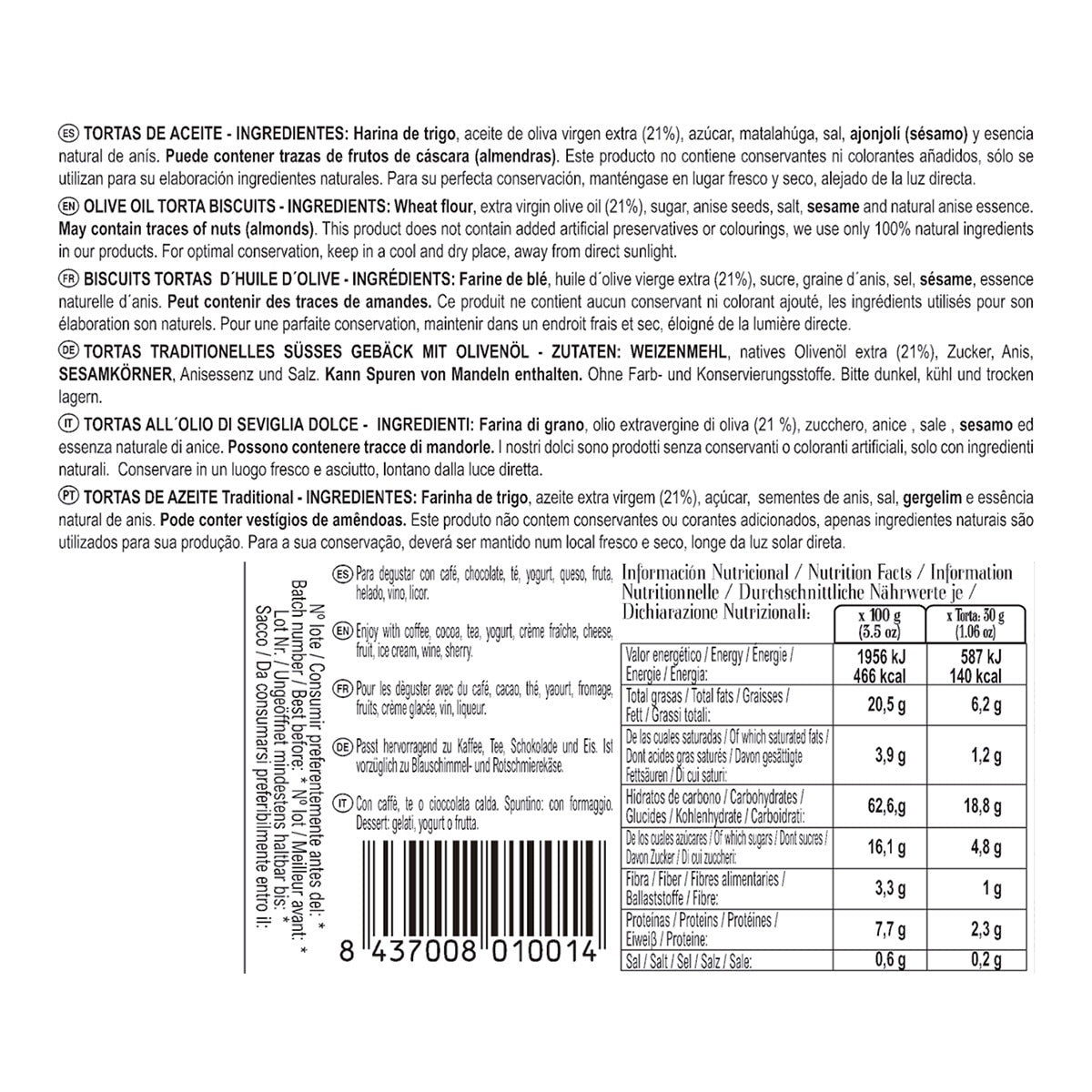 Andrés Gaviño Traditional Tortas de Aceite – Spanish Olive Oil Wafers 180g