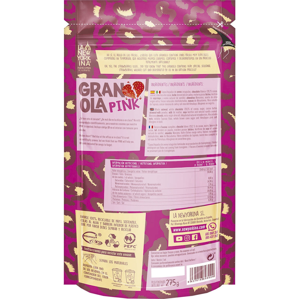 La Newyorkina Pink Granola – Gluten-Free Limited Edition 275g