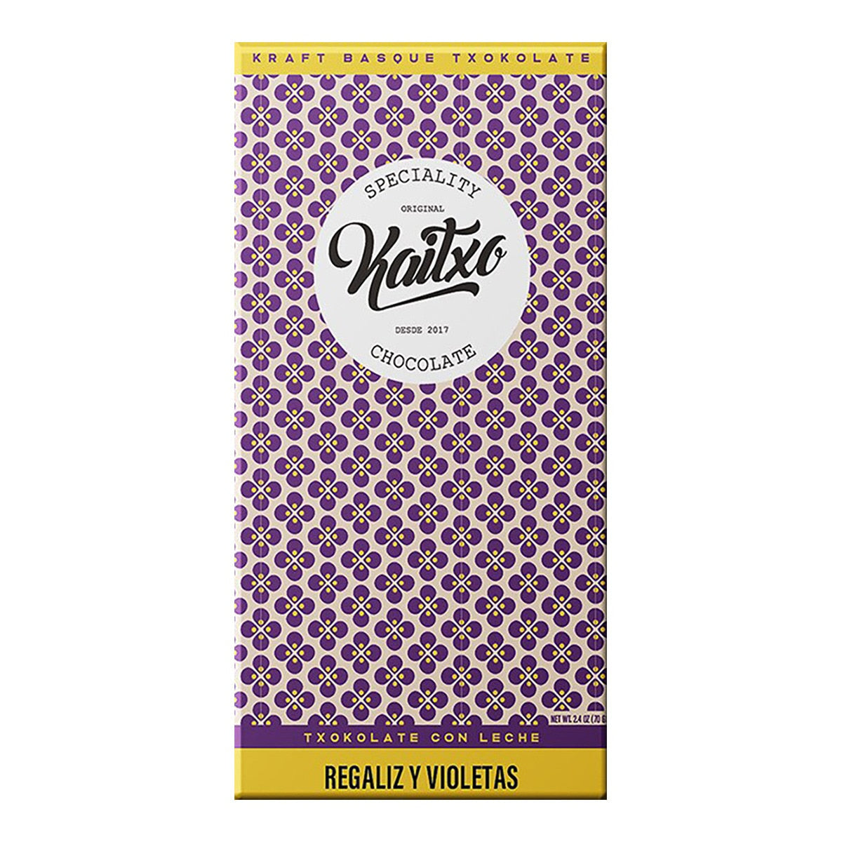 Kaitxo Milk Chocolate with Violet & Licorice – Spanish Tablet 70g