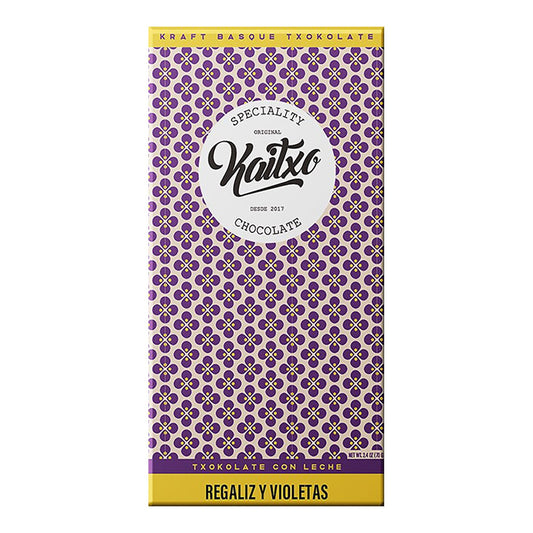 Kaitxo Milk Chocolate with Violet & Licorice – Spanish Tablet 70g