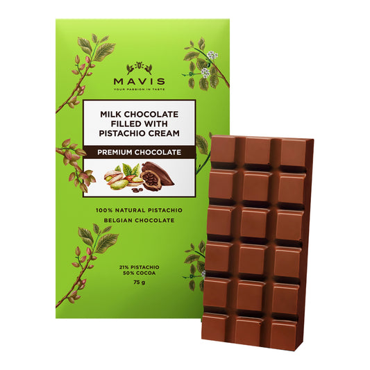 Mavis Pistachio Cream Milk Chocolate Tablet – Spanish 75g