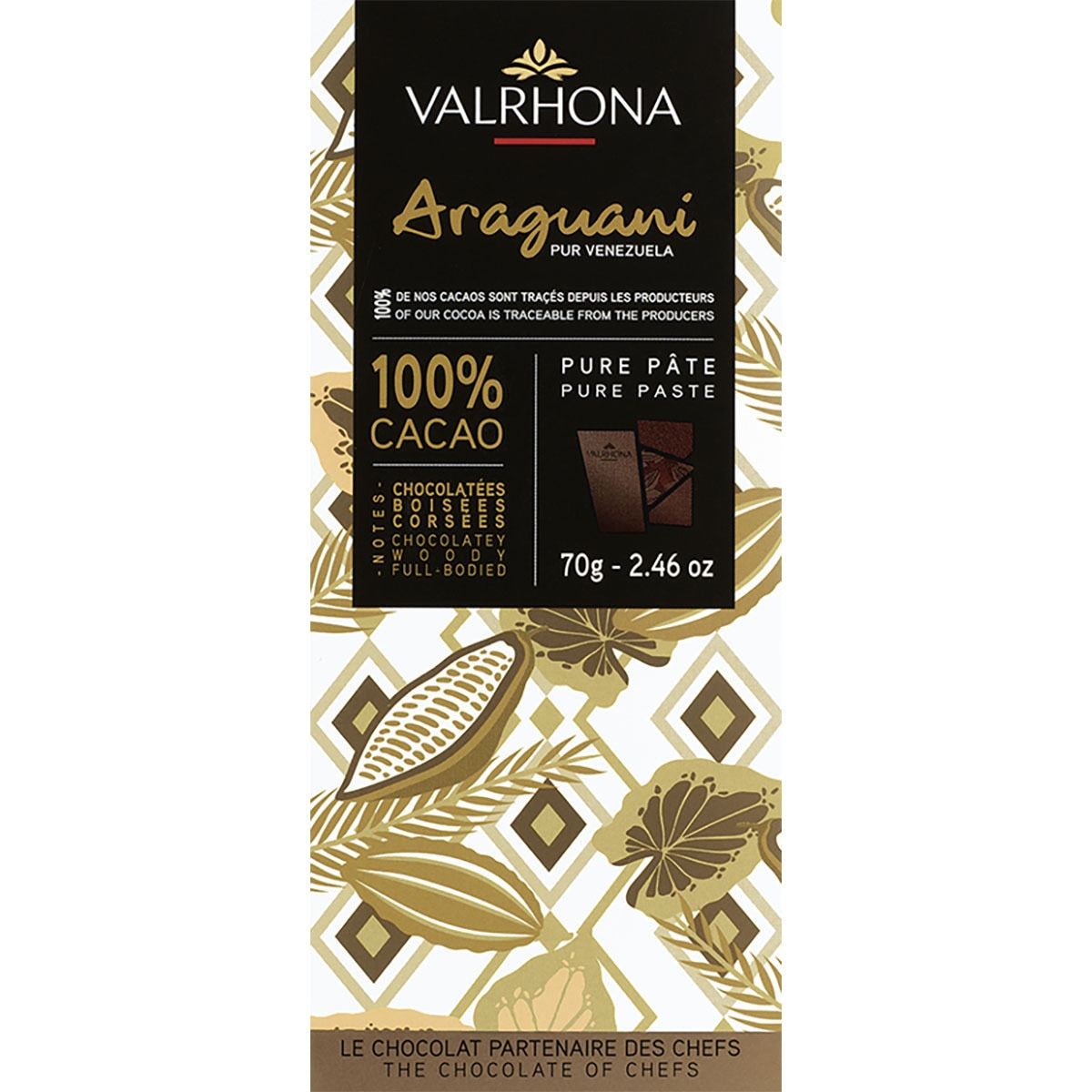 Valrhona Araguani Dark Chocolate – 100% Cacao Venezuela 70g