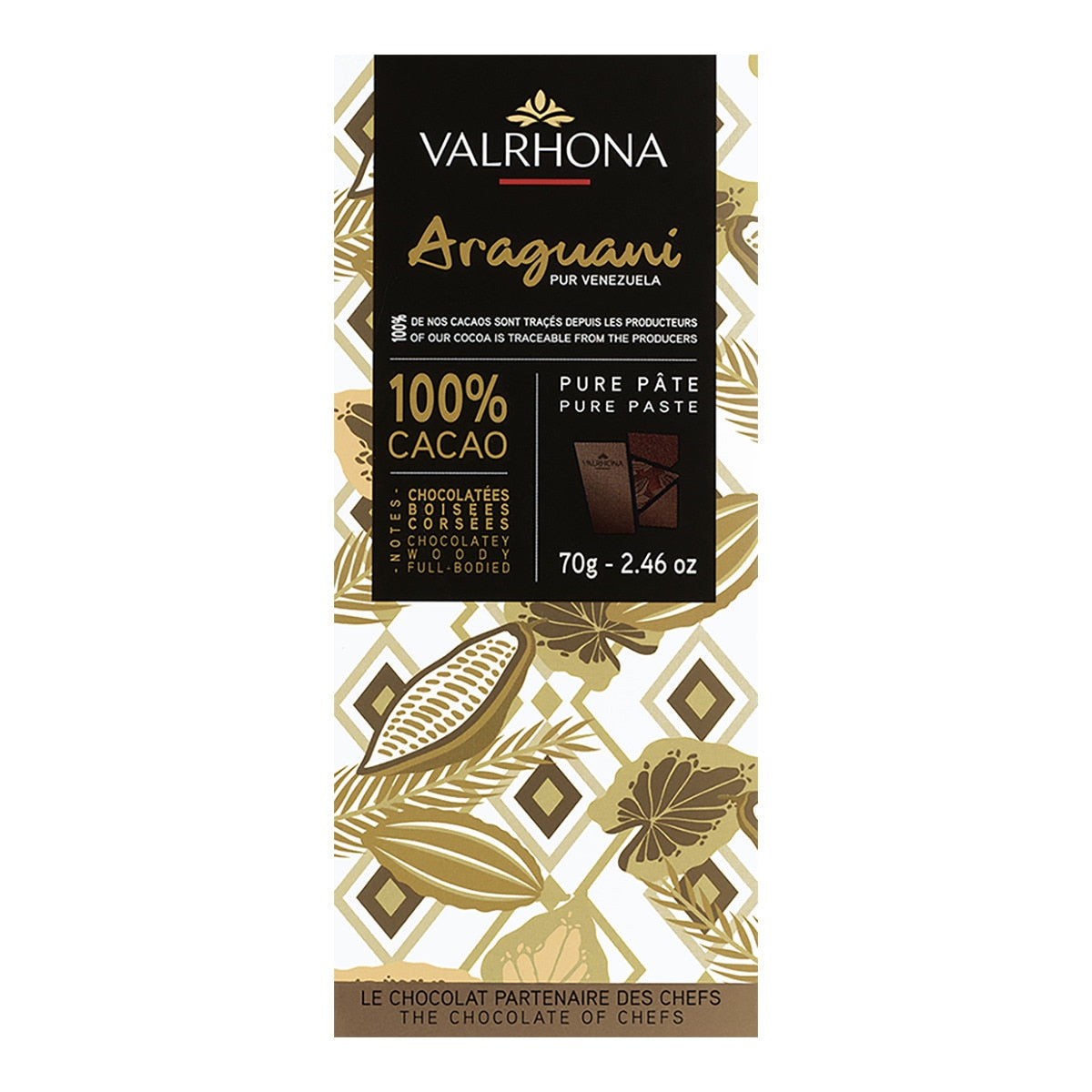 Valrhona Araguani Dark Chocolate – 100% Cacao Venezuela 70g