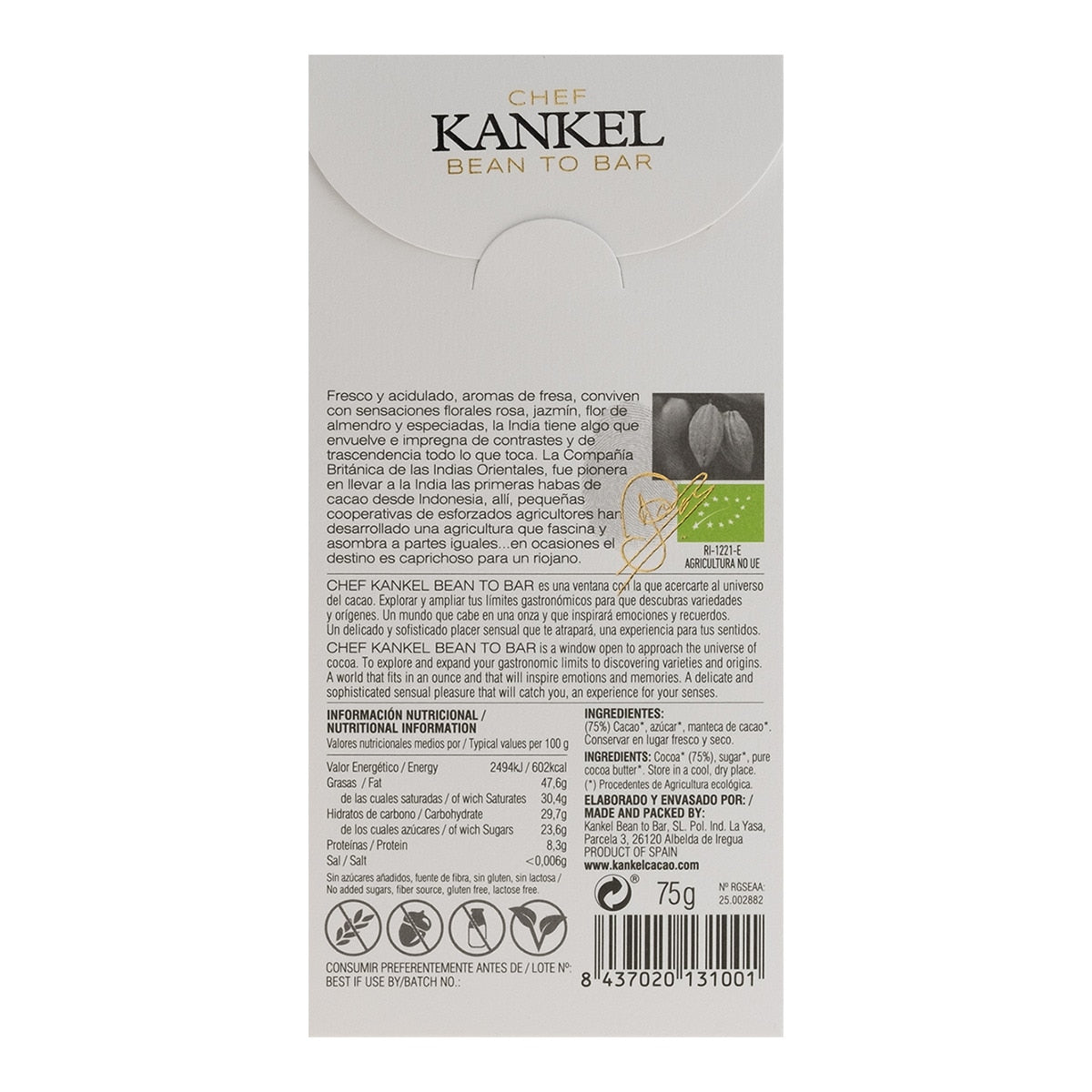 La India Kankel Cacao – Single-Origin Dark Chocolate Tablet 75g