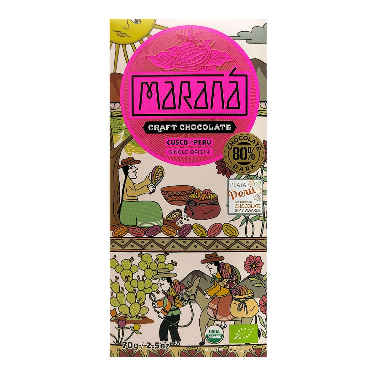 Cusco Maraná Dark Chocolate – 80% Cacao Artisan Bar 70g