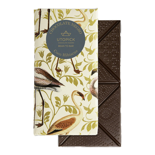 Utopick Dark Chocolate 70% Cacao with Coconut & Hibiscus – Bean to Bar 80g