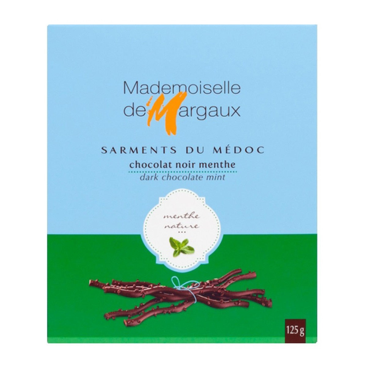 Mademoiselle de Margaux Dark Chocolate Mint Sarmientos – 52% Cacao 125g