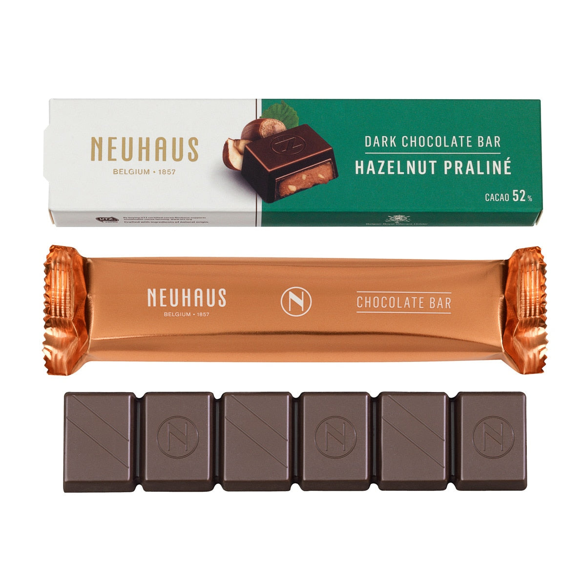 Neuhaus Dark Chocolate & Hazelnut Praliné Bar – Belgian Chocolat 50g