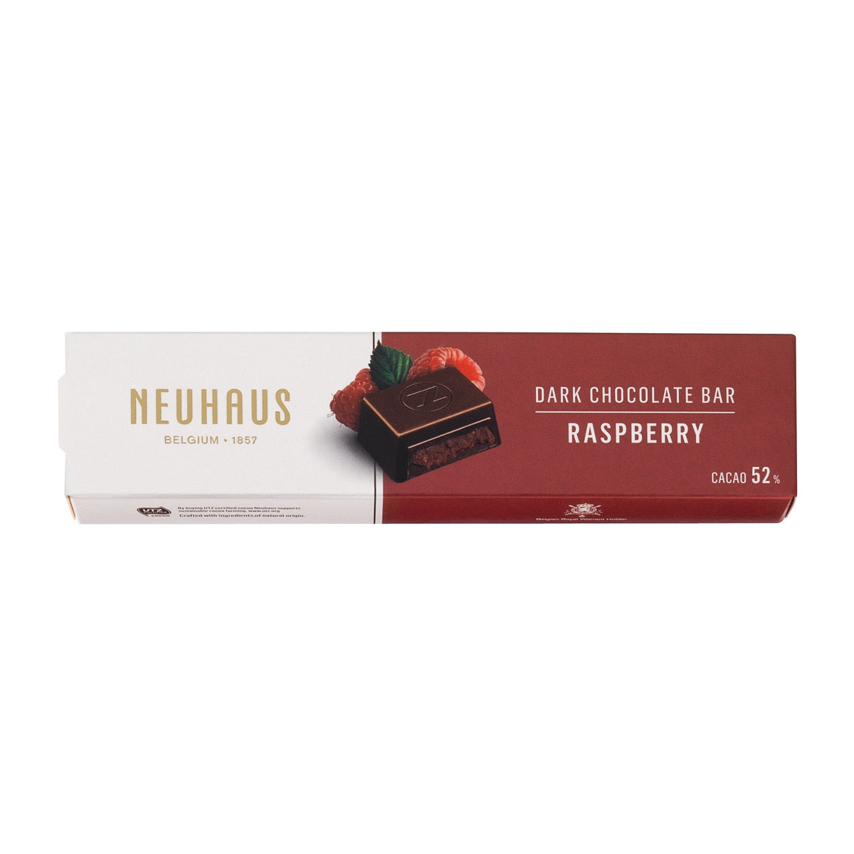 Neuhaus Dark Chocolate & Raspberry Bar – Belgian 52% Cocoa 53g