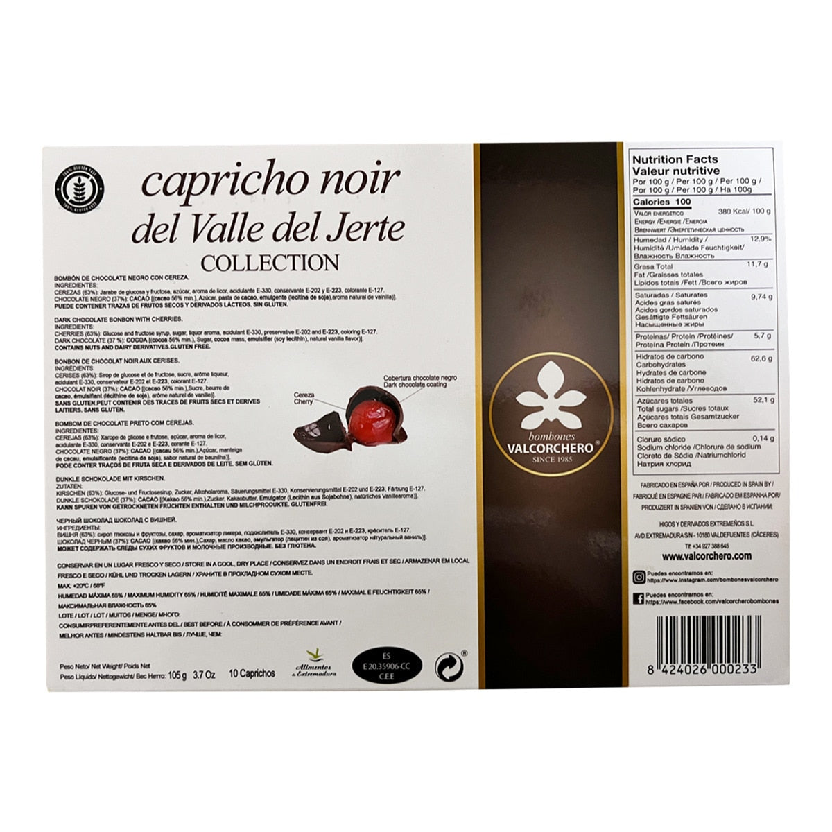 Valcorchero Cherry Bonbons – Spanish Dark Chocolate 105g