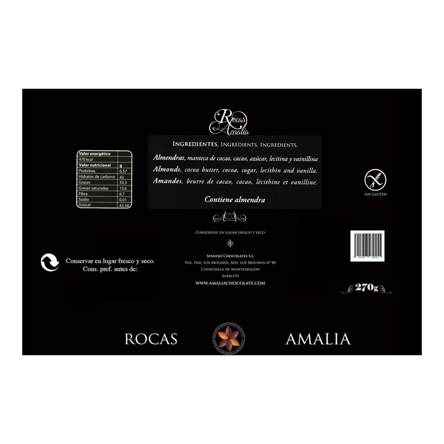 Amalia Pure Chocolate Rocks – Artisan Spanish Bonbons 270g