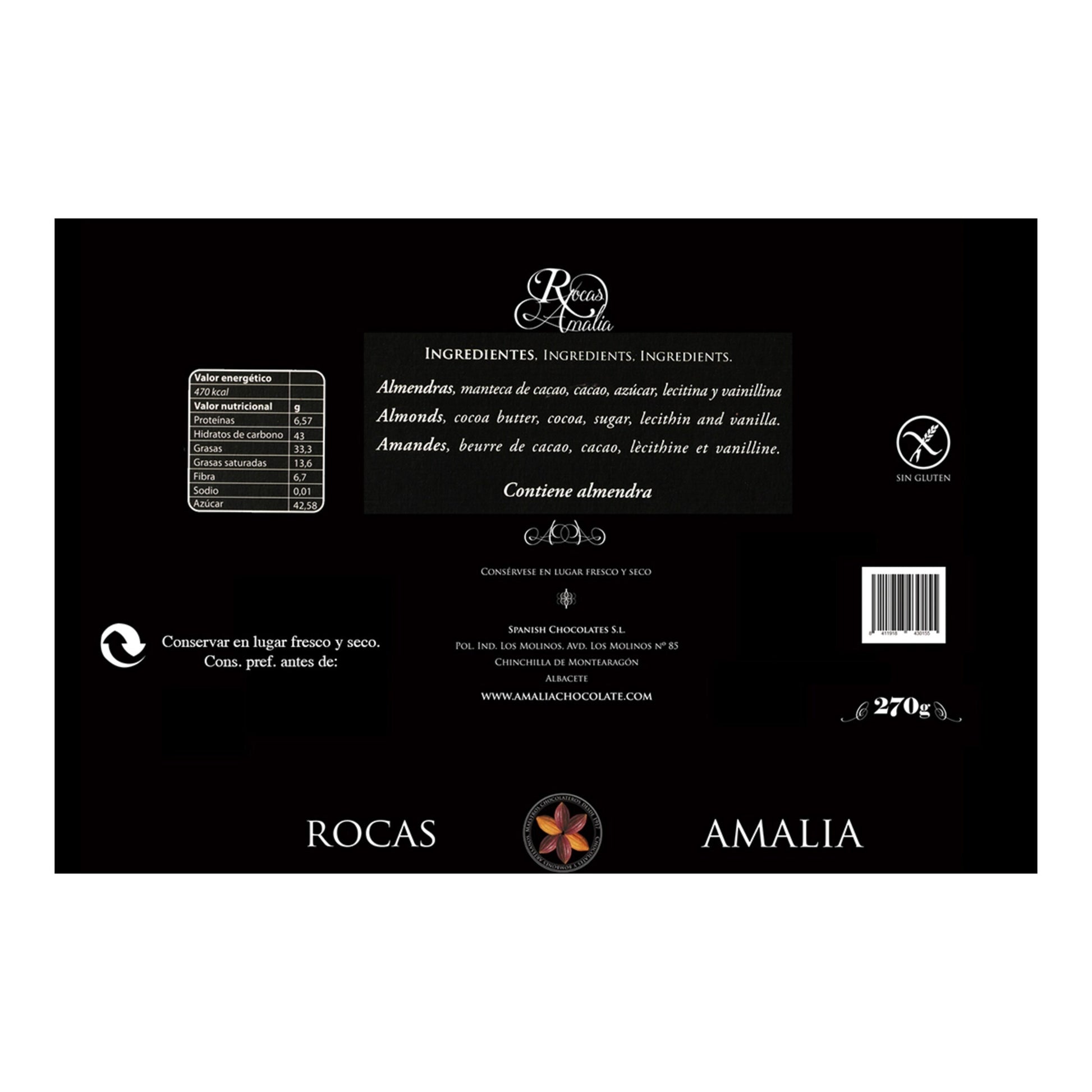Amalia Pure Chocolate Rocks – Artisan Spanish Bonbons 270g