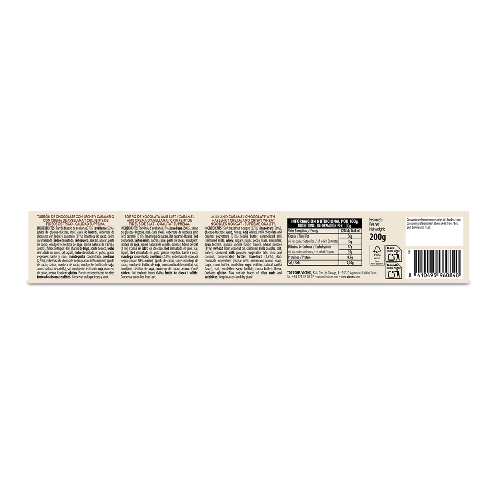 Vicens Turrón de Chocolate Dubái y Avellana – Spanish Nougat 200g
