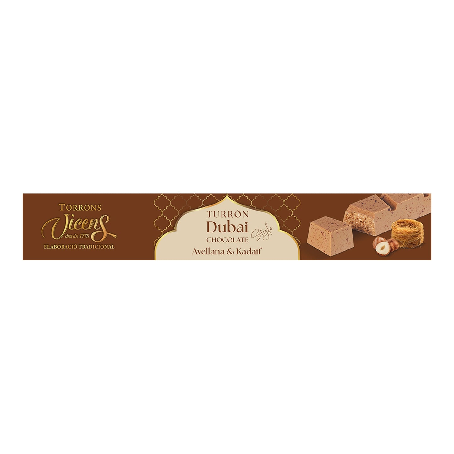 Vicens Turrón de Chocolate Dubái y Avellana – Spanish Nougat 200g
