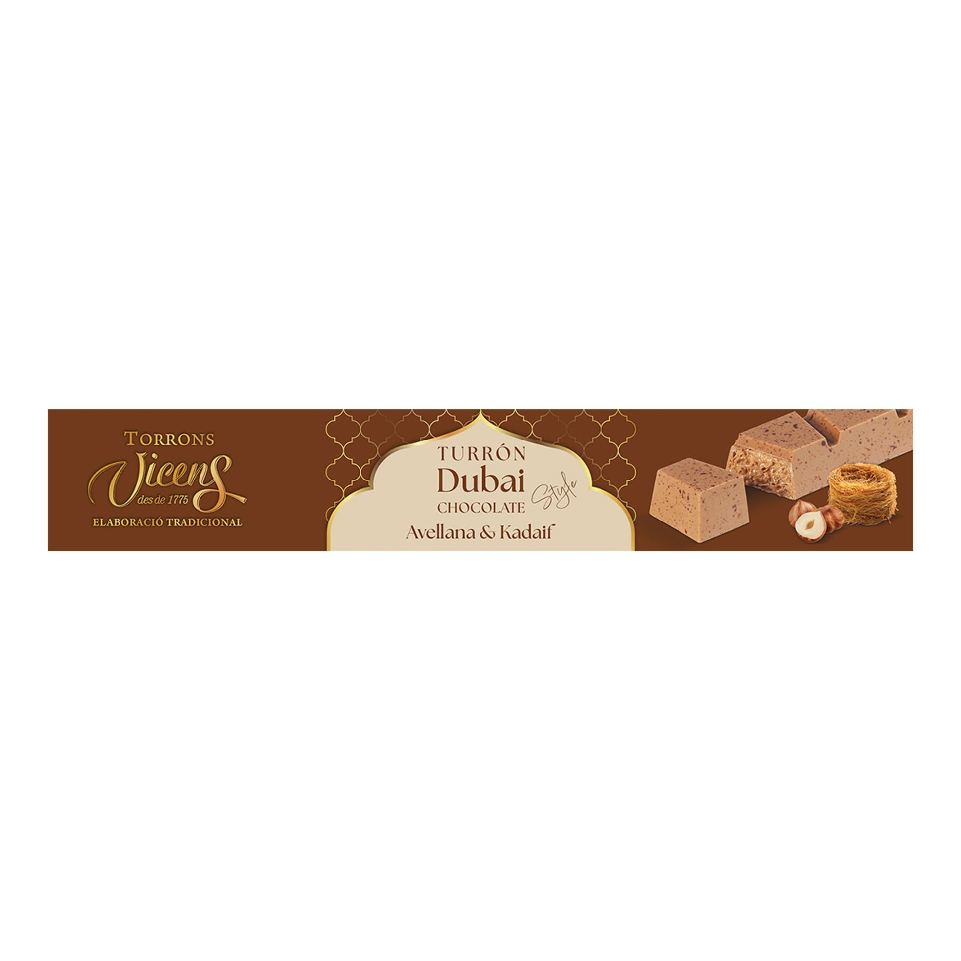 Vicens Turrón de Chocolate Dubái y Avellana – Spanish Nougat 200g