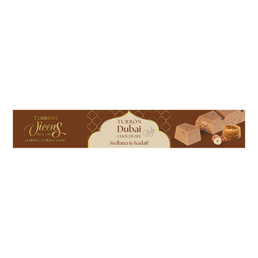 Vicens Turrón de Chocolate Dubái y Avellana – Spanish Nougat 200g