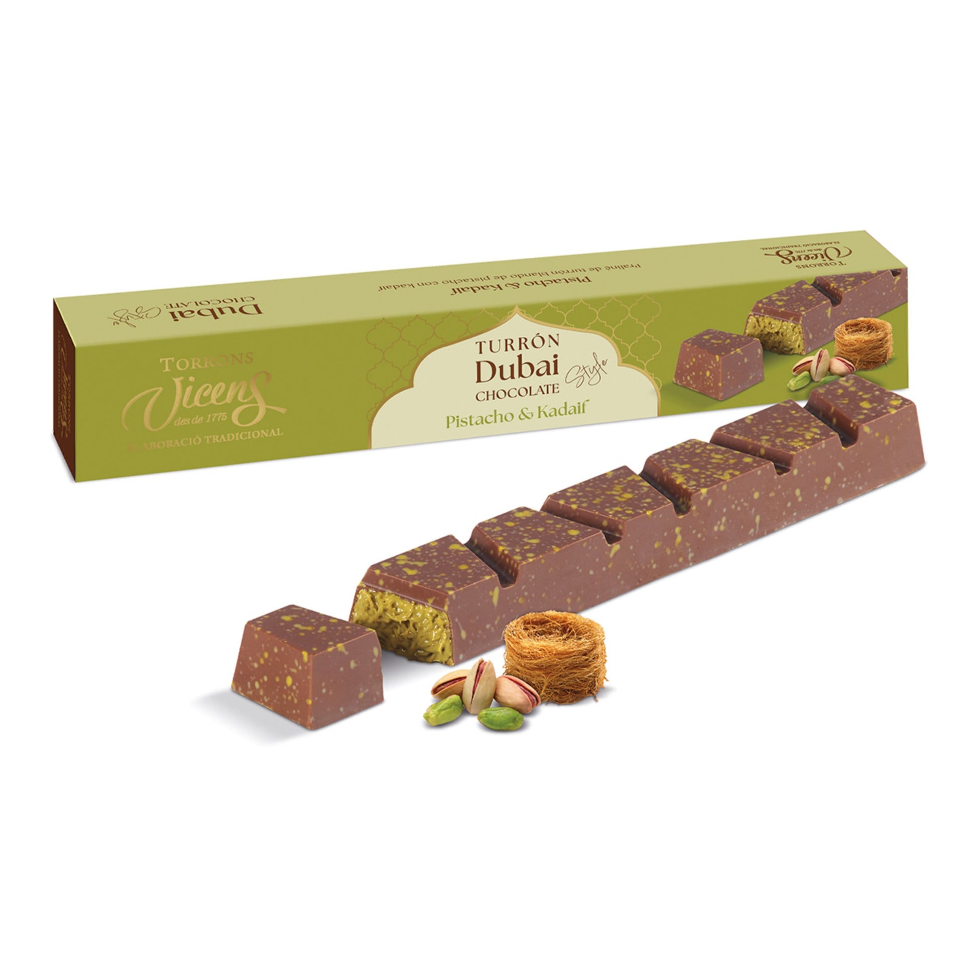 Vicens Turrón de Chocolate Dubái – Creamy Nougat with Caramel 200g