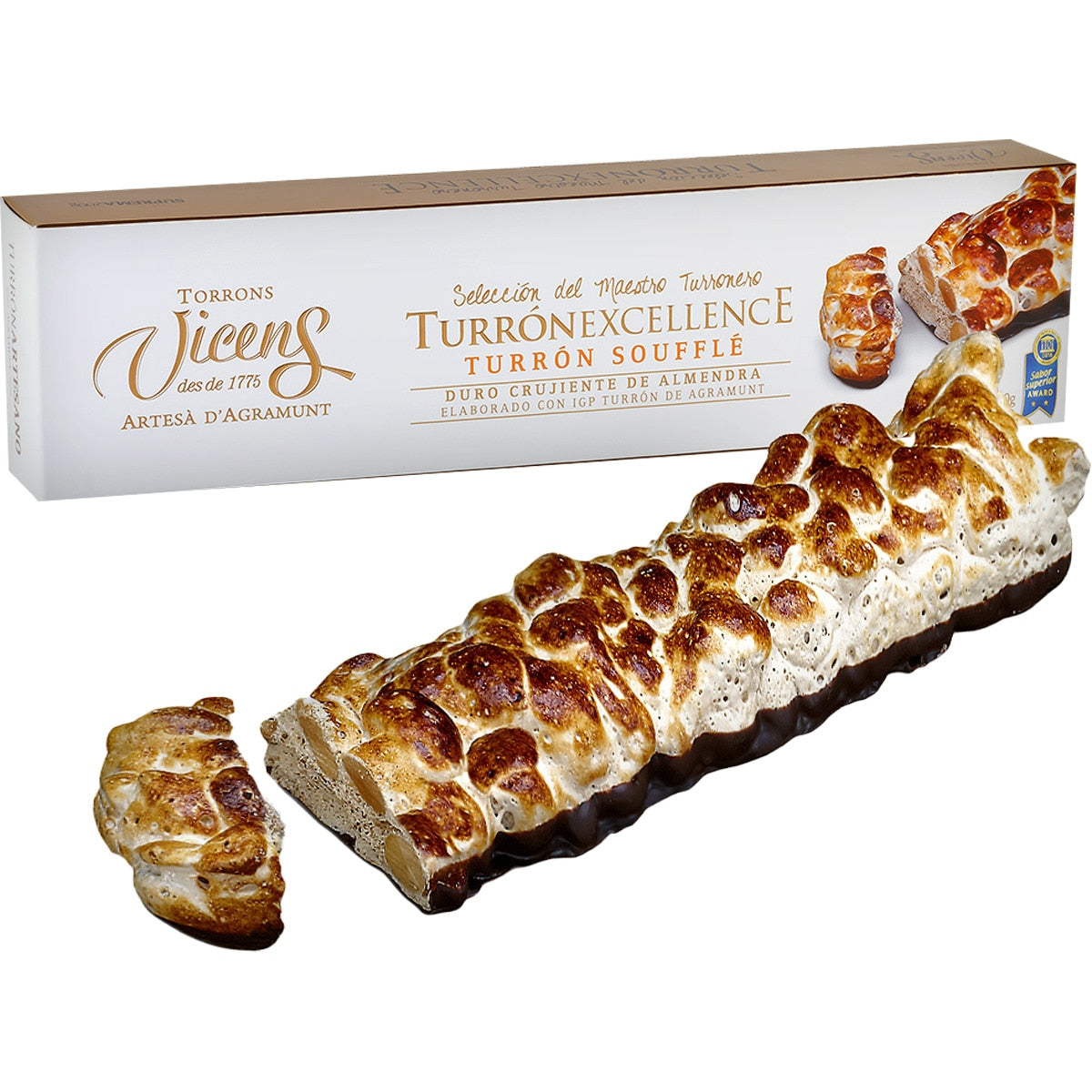 Torrons Vicens Excellence Hard Almond Turrón – Chocolate-Coated Nougat 200g