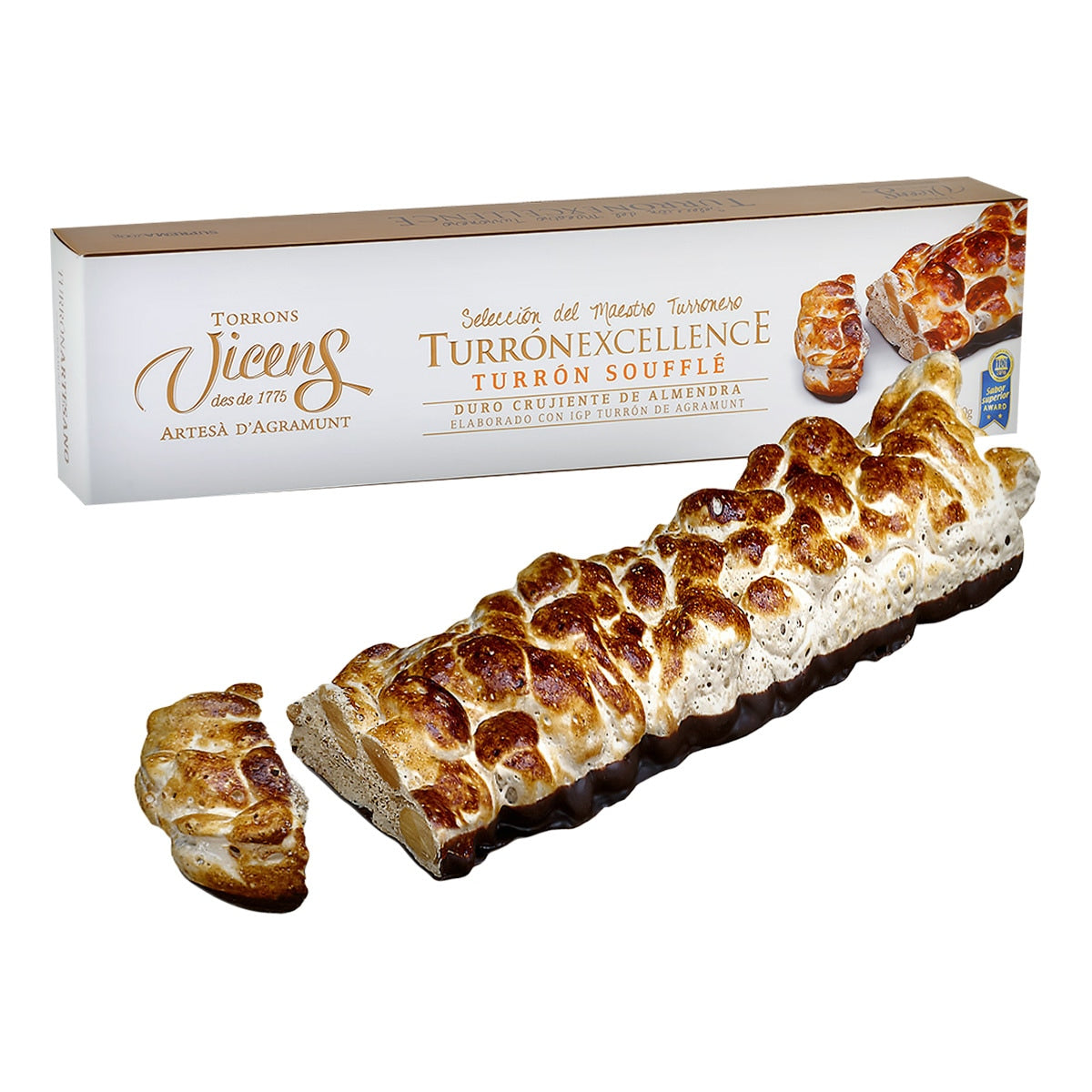 Torrons Vicens Excellence Hard Almond Turrón – Chocolate-Coated Nougat 200g