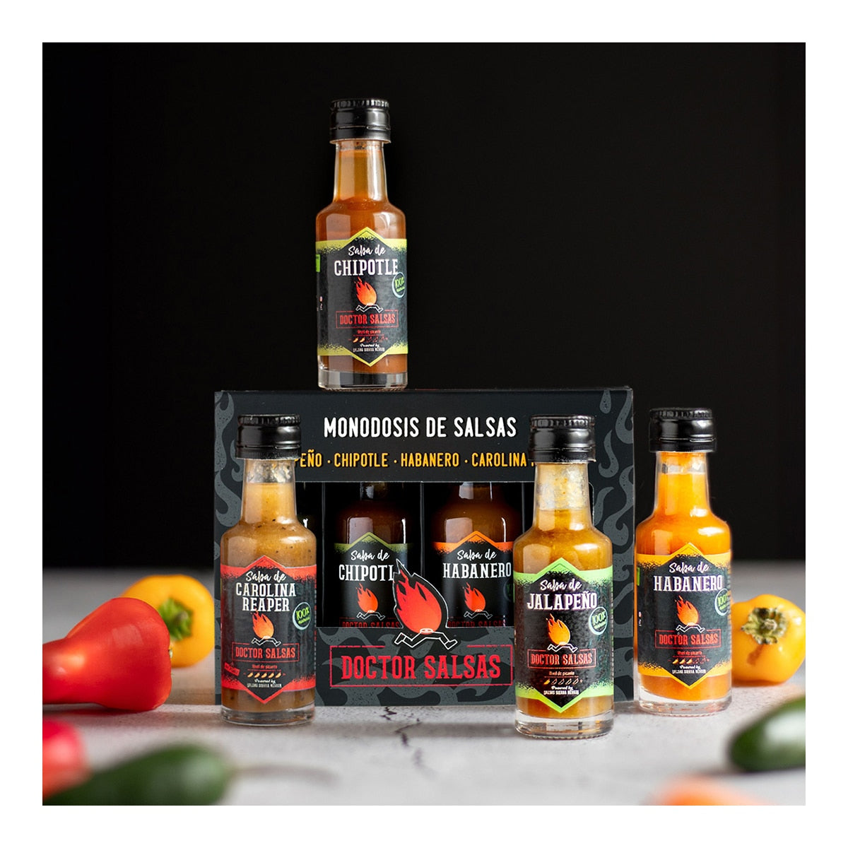 Doctor Salsas Hot Sauce Tasting Set – Spanish Miniature Sampler 20g