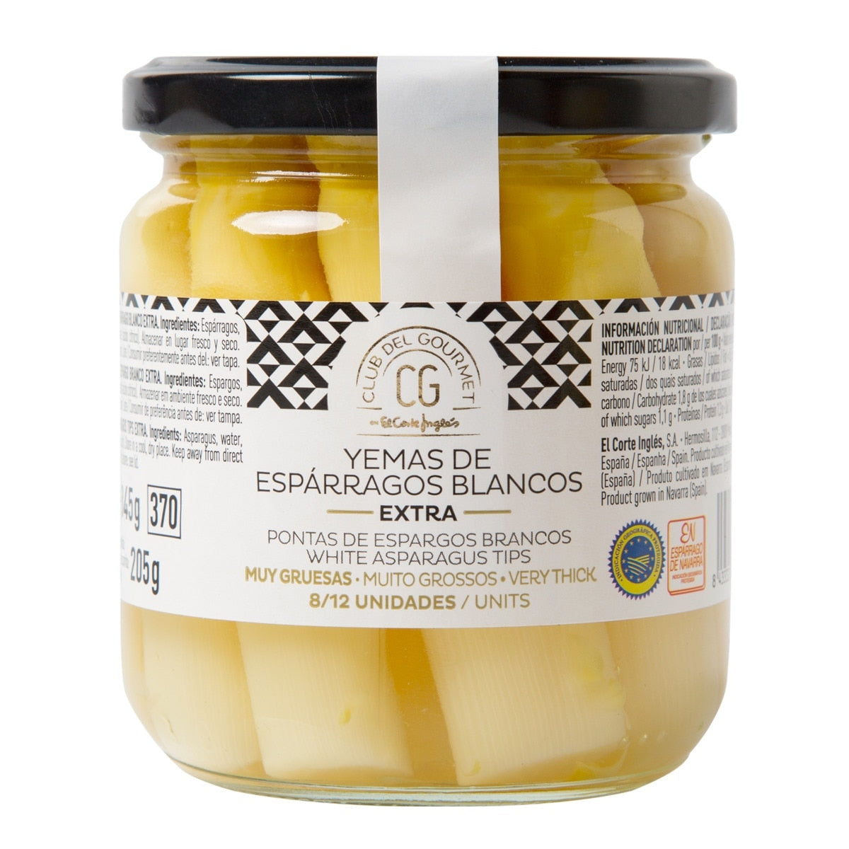 Club del Gourmet White Asparagus Tips – Extra Thick 8–12 Pieces 205g