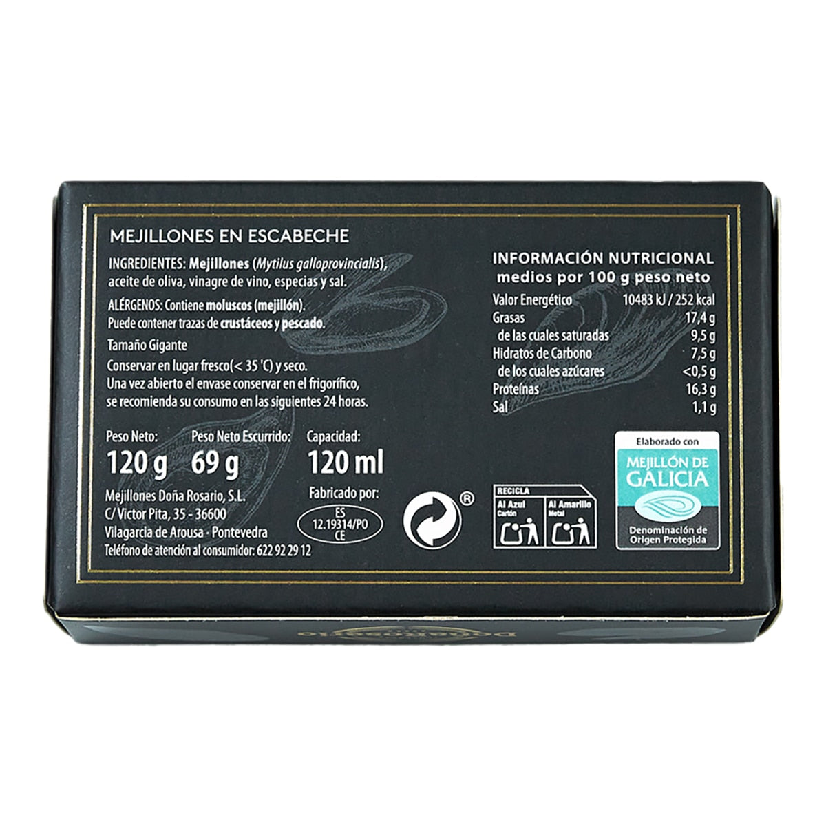 Doña Rosario Mussels in Escabeche – Spanish Conserva 120g
