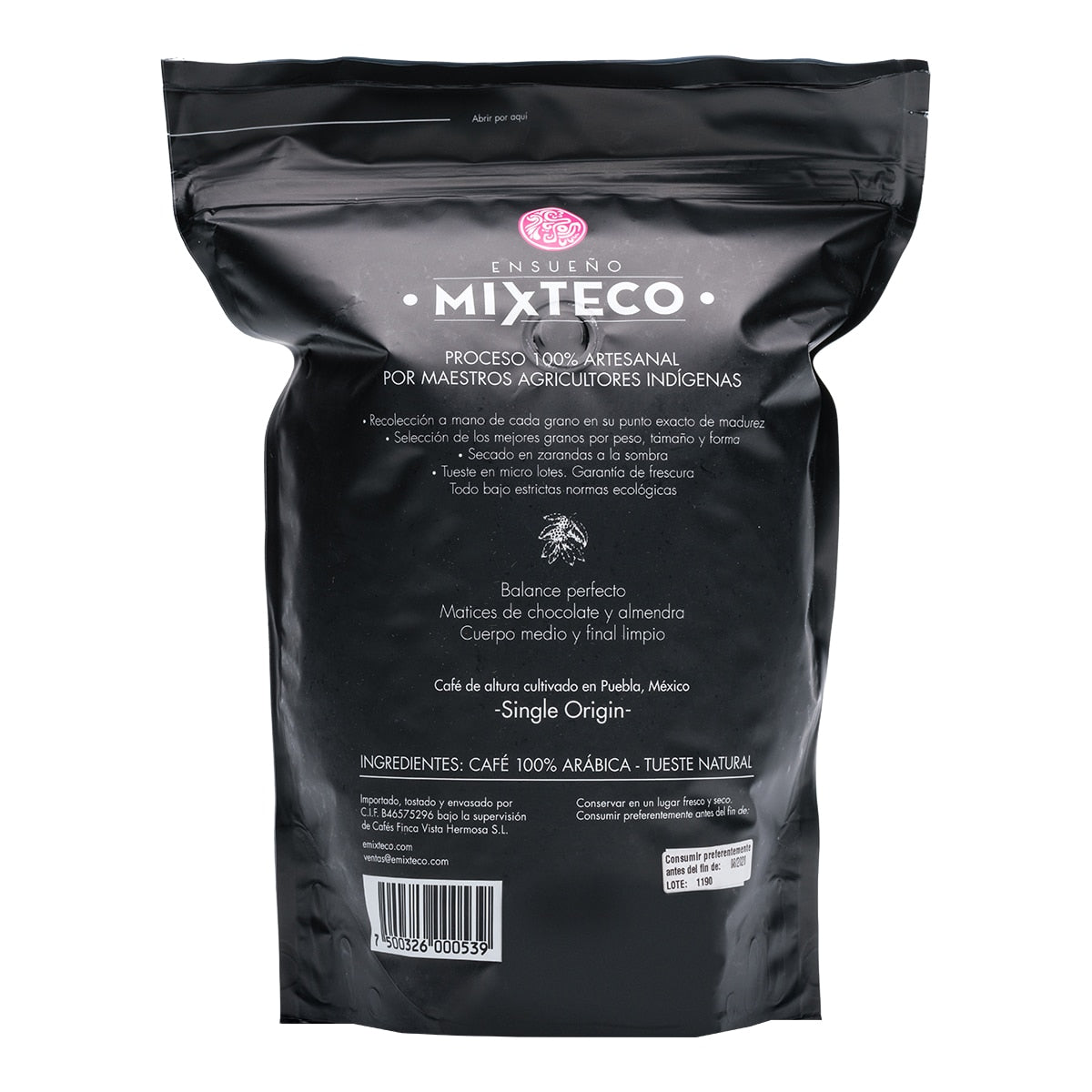 Ensueño Mixteco Mexico 100% Arabica – Espresso Roast Coffee Beans 500g