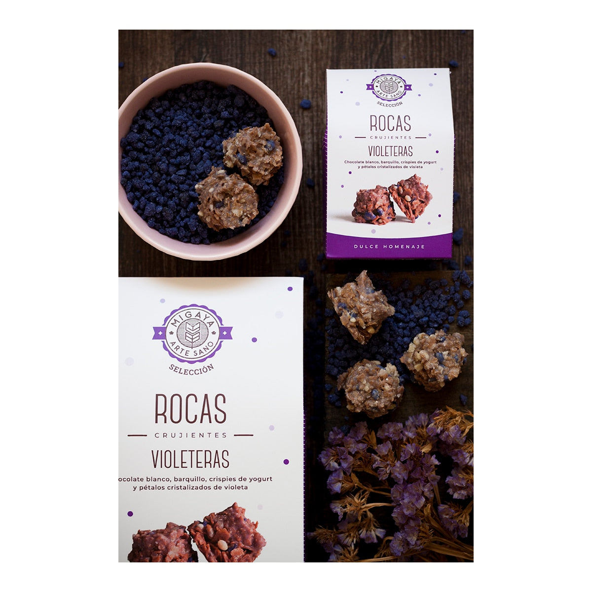 Migaya Violeteras Crispy Turrón Bonbons – Spanish Chocolate 180g