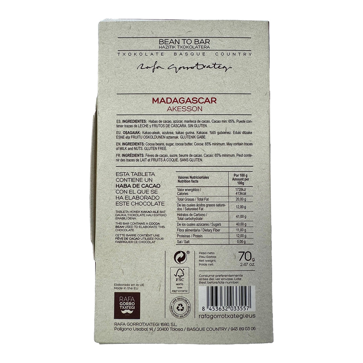 Akesson Madagascar 65% Dark Chocolate – Bean-to-Bar 70g