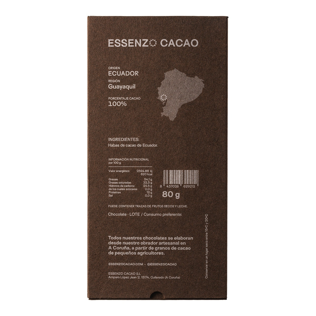 Essenzo Perla 100% Cacao Dark Chocolate – Spanish Single-Origin 80g
