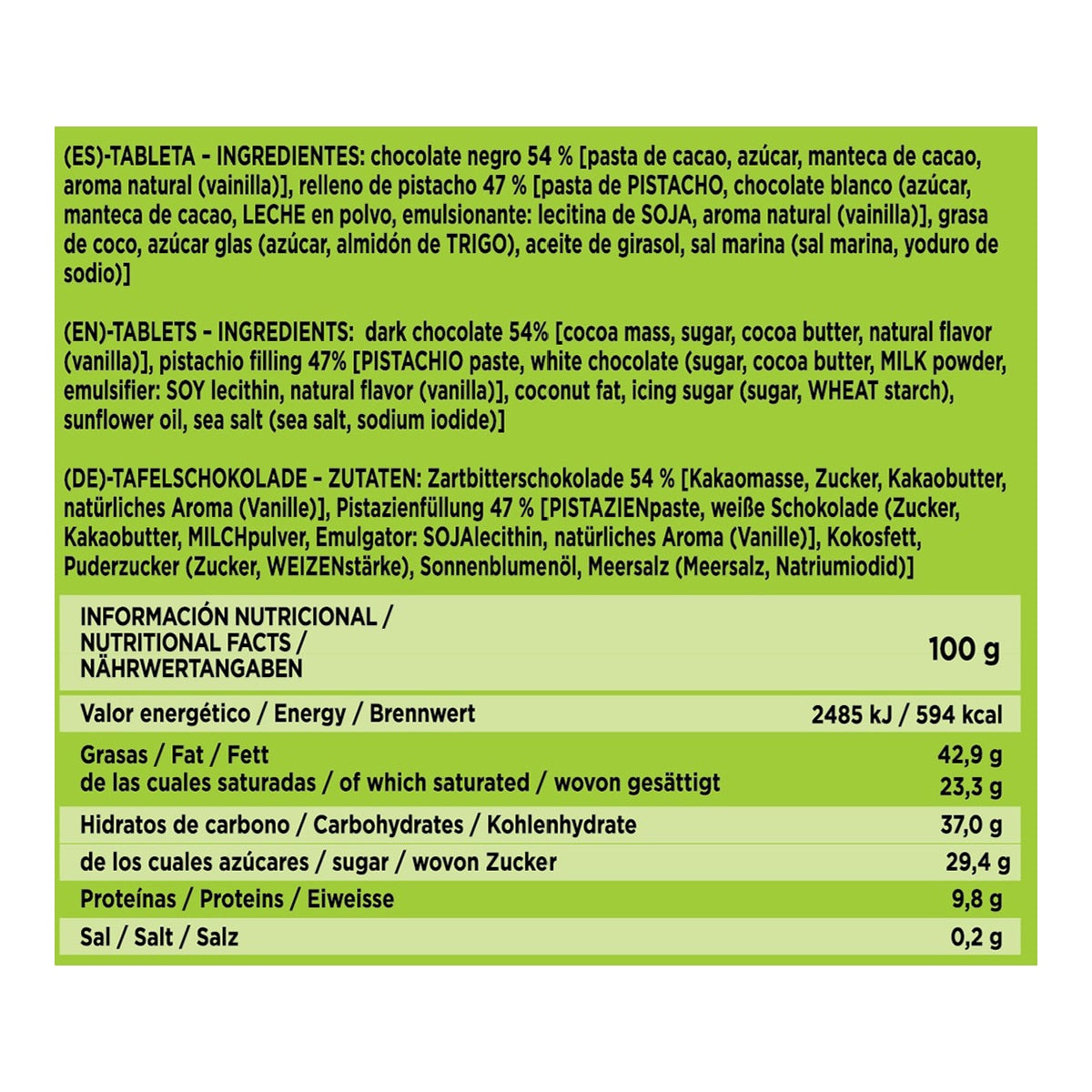 Mavis Dark Chocolate Tablet with Pistachio Cream – Spanish 75g